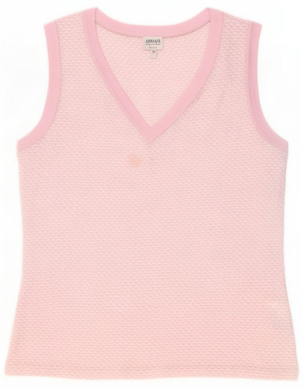 Armani Collezioni Damen Weste Top IT 50 XL Rosa geometrisches Polyamid