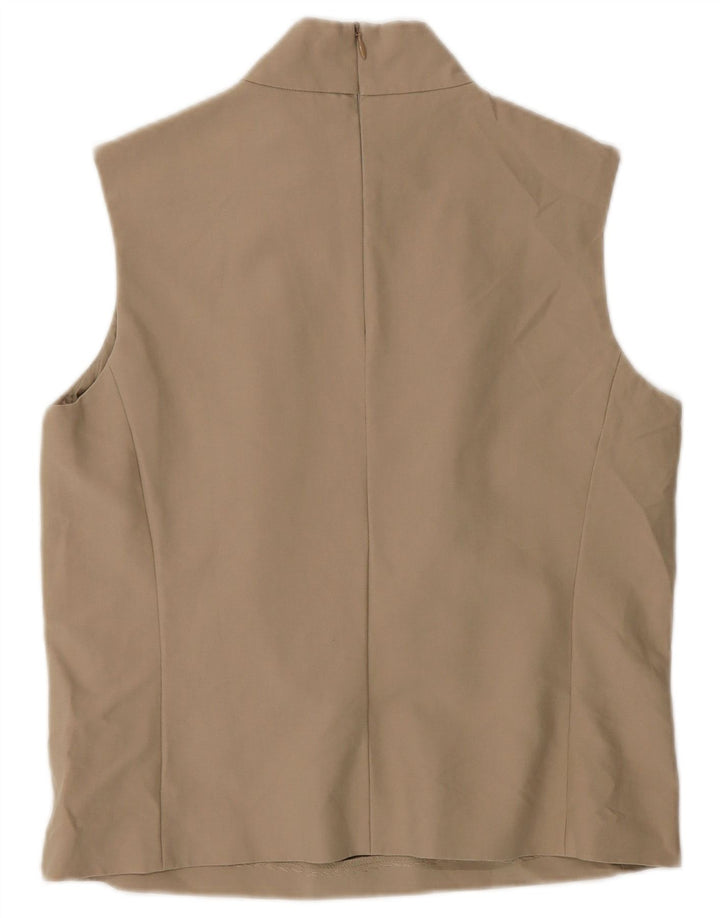 Max Mara Damen ärmelloses Blusenoberteil UK 10 Small Beige Baumwolle
