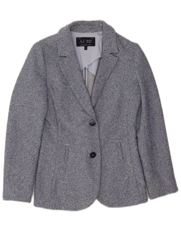 Armani Jeans Damen 2-Knopf-Blazerjacke EU 40 Mittelblauer Nadelstreifen