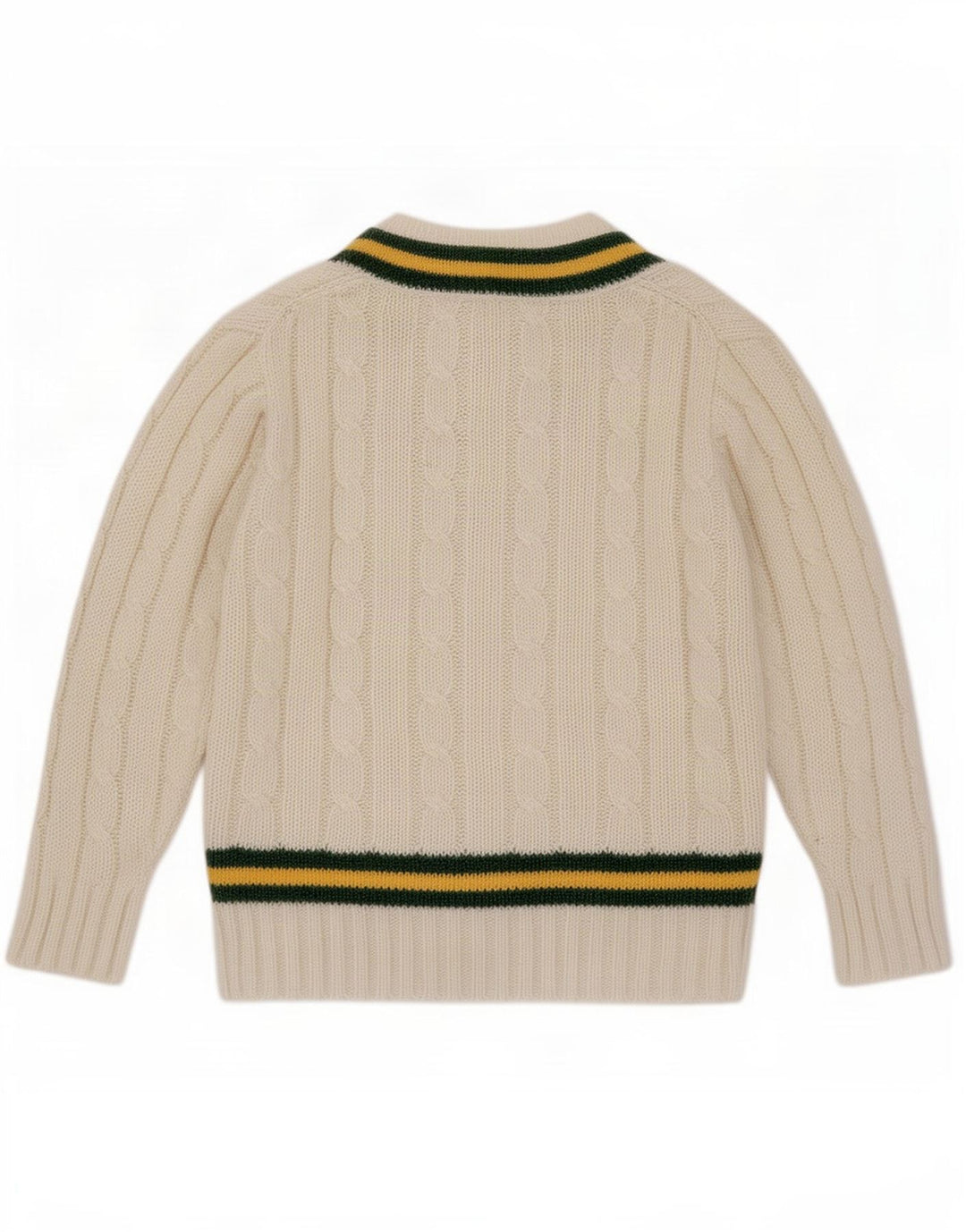 Vintage Herren V-Ausschnitt Pullover Pullover Mittelweiß gestreift Acryl