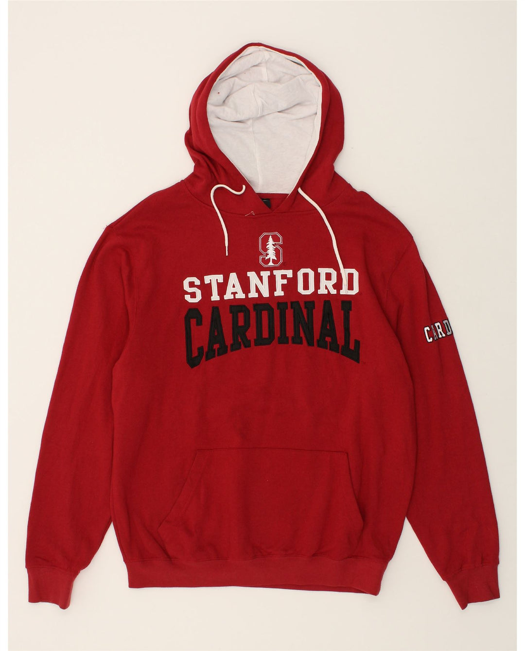 VINTAGE Mens Graphic Hoodie Jumper Large Red Polyester Vintage Vintage and Second-Hand Vintage from Messina Hembry 