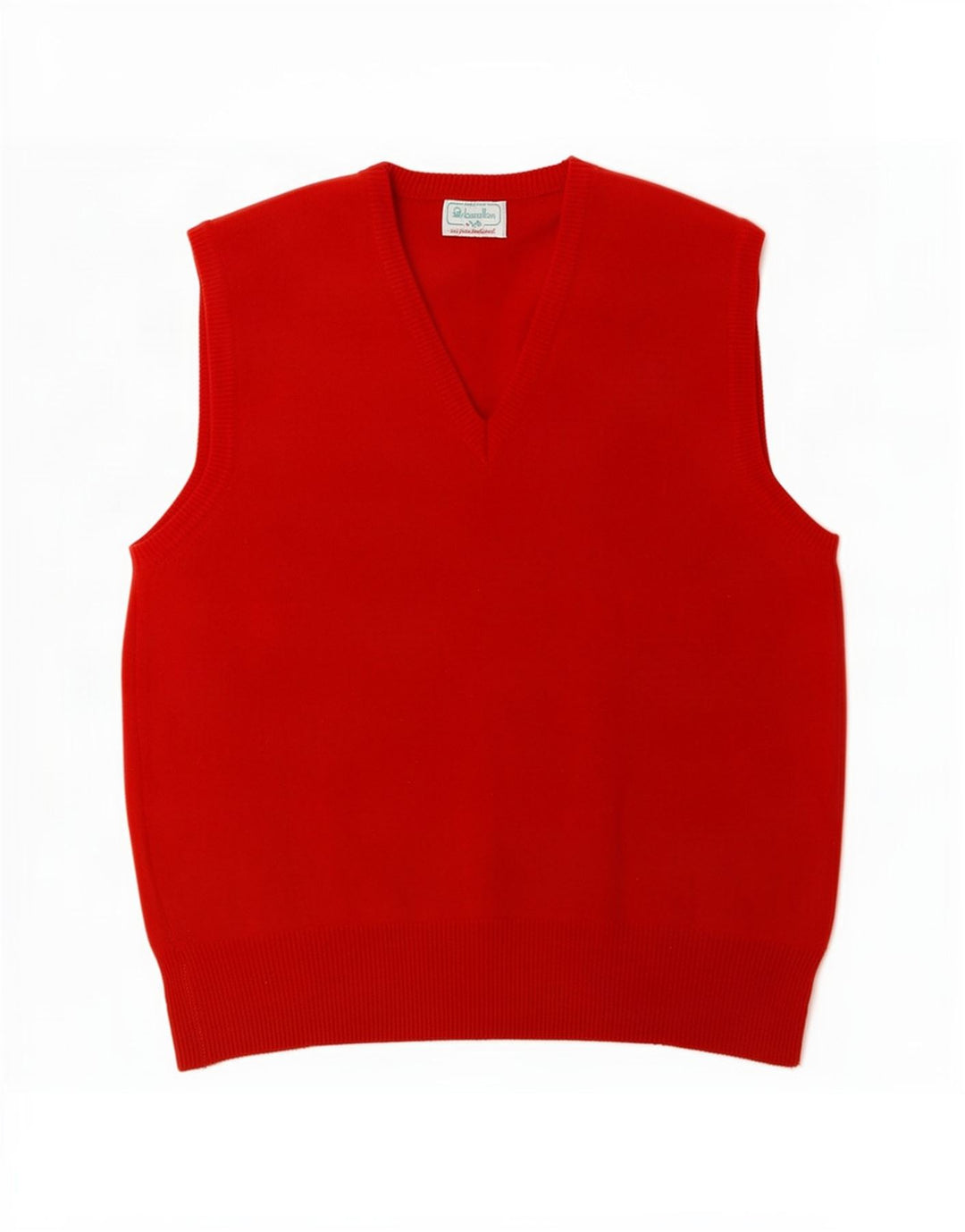 Benetton Herren-Weste, Tanktop, klein, rote Lammwolle