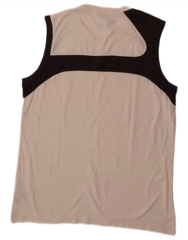 ADIDAS Herren-Trägershirt, groß, weiße Colourblock-Baumwolle