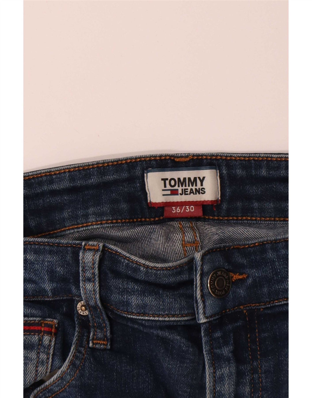 Tommy Hilfiger Herren Straight Jeans W36 L30 Blaue Baumwolle