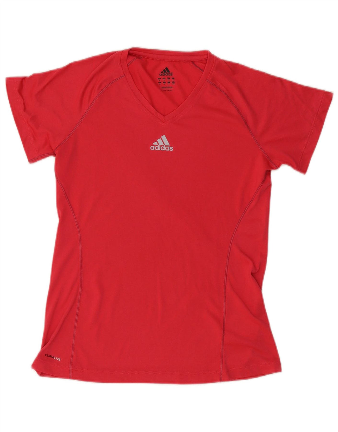 ADIDAS Damen Climalite T-Shirt Top UK 14 Mittelrotes Polyester
