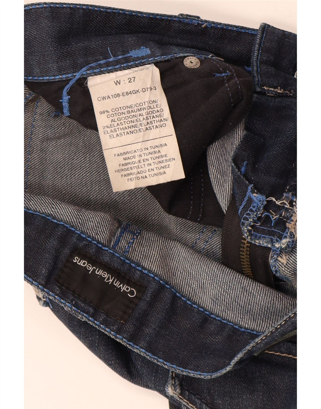 Calvin Klein Damen Slim Jeans W27 L29 Marineblau Baumwolle