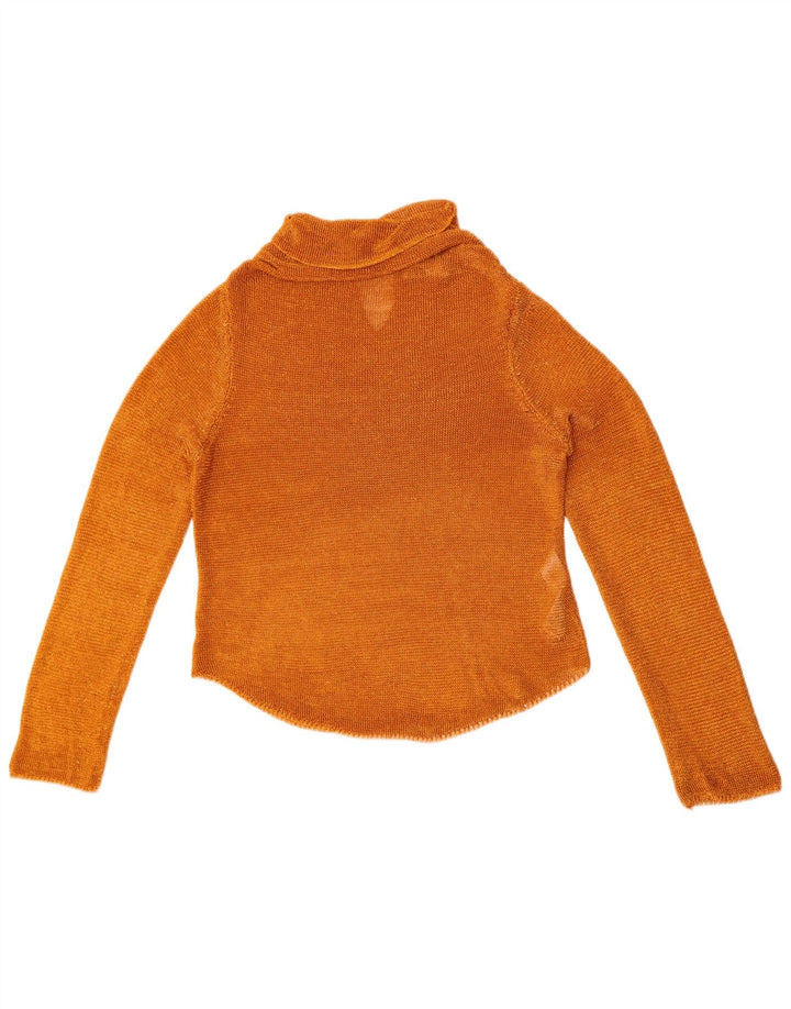 Zara Damen Crop See Through Top Langarm UK 12 Mittelorange Viskose