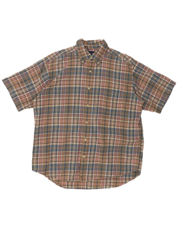 J. CREW Herren-Kurzarmhemd, mittelgroß, mehrfarbig, kariert, Baumwolle