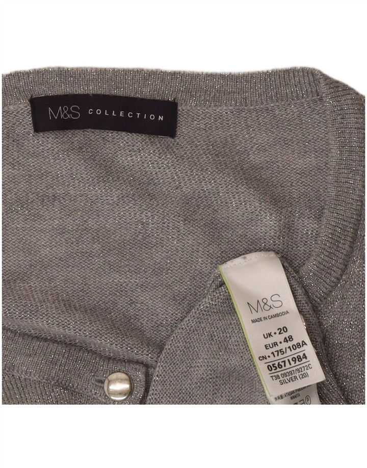 Marks & Spencer Damen-Cardigan-Pullover UK 20 2XL Graues Polyamid