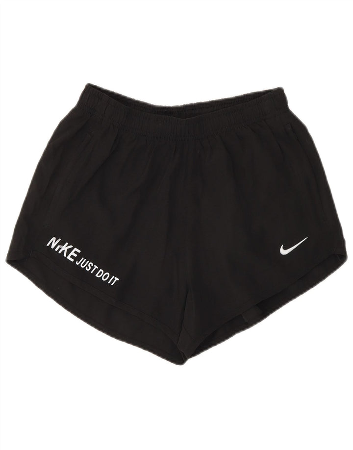 Nike Damen Dri Fit Graphic Sport Shorts UK 12 Medium Schwarz Polyester