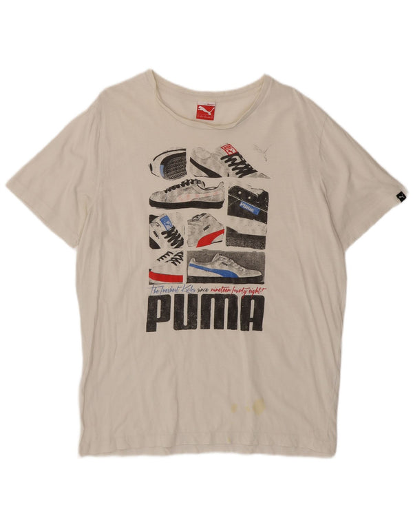 Puma Herren Grafik T-Shirt Top XL Weiß