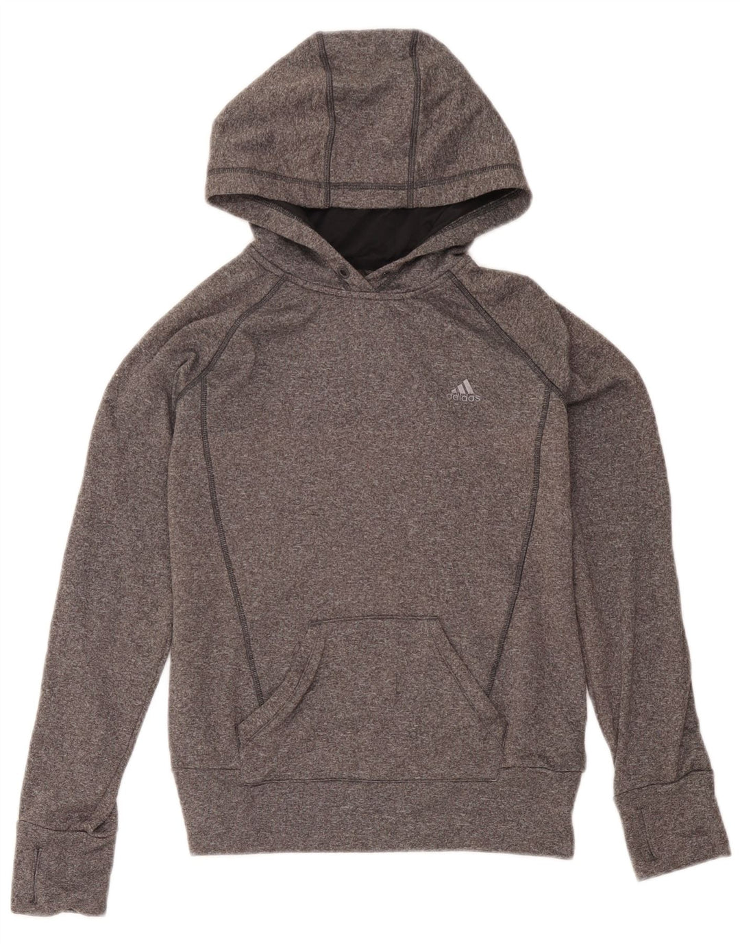 Adidas Damen Kapuzenpullover UK 10 Small Grau geflecktes Polyester