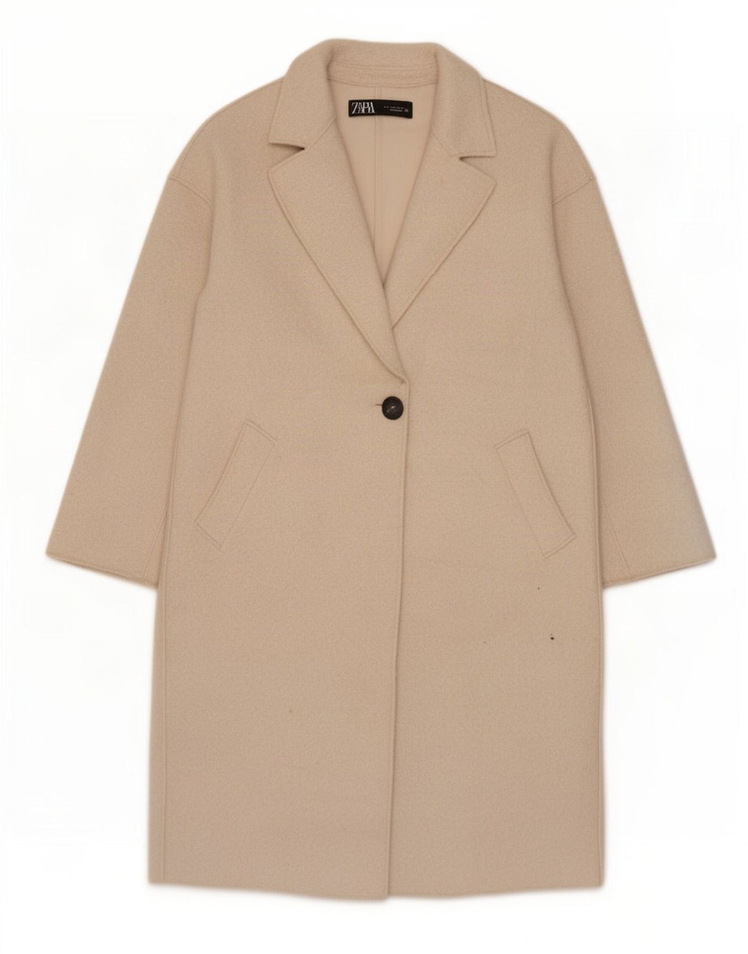 Zara Damen Übergroßer Mantel UK 10 Small Beige