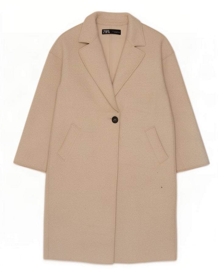 Zara Damen Übergroßer Mantel UK 10 Small Beige