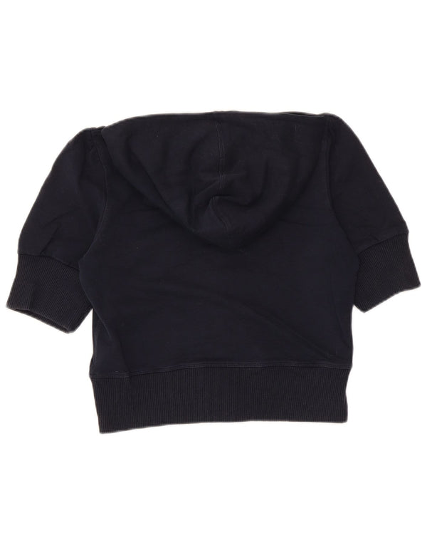 Ralph Lauren Damen Kurzarm-Crop-Top mit Kapuze UK 12 Medium Marineblau
