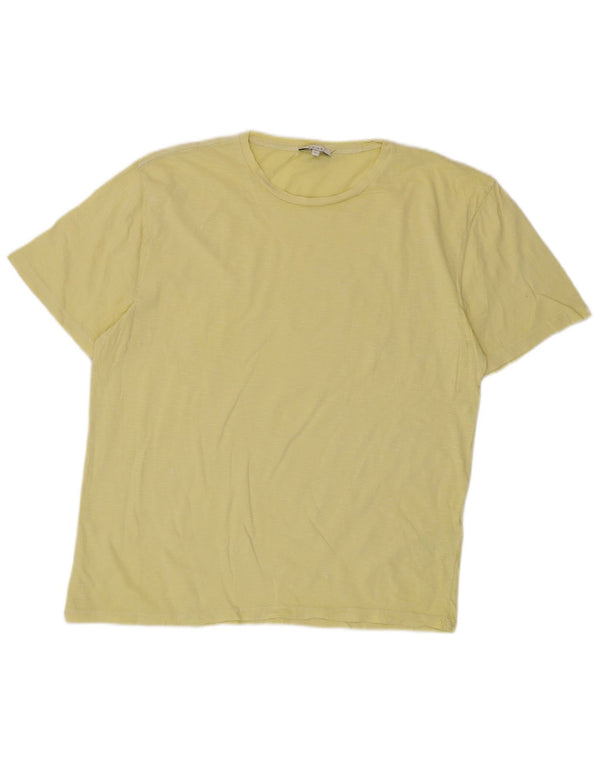 Reiss Herren T-Shirt Top Large Gelb Baumwolle