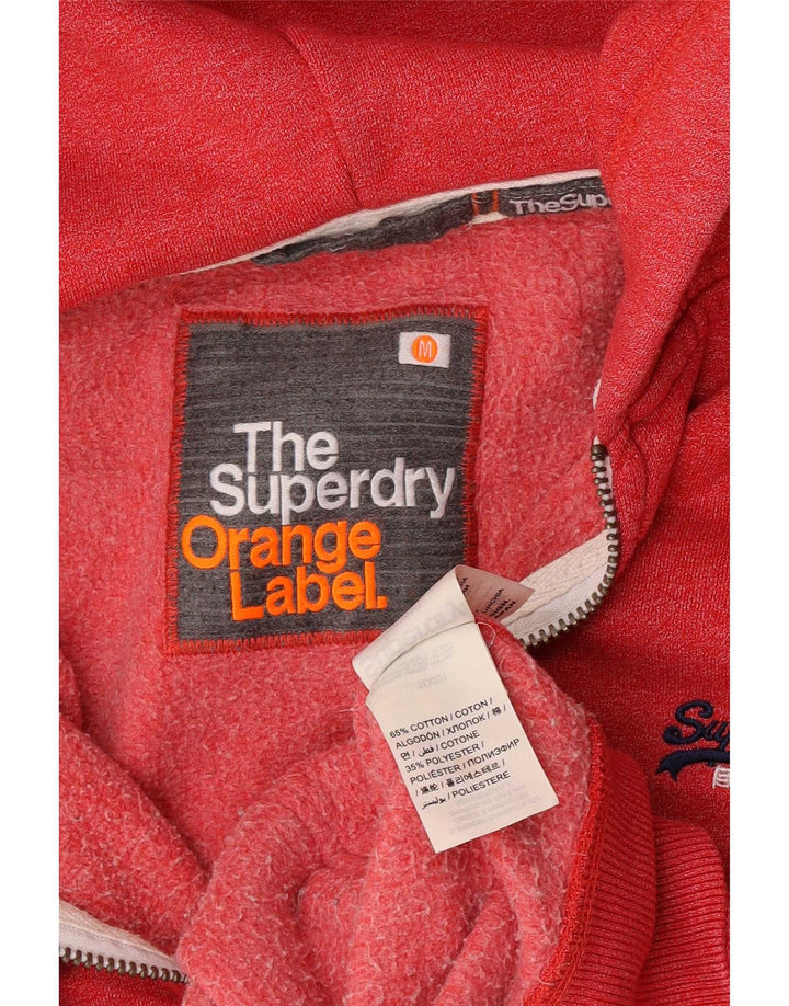 Superdry Herren-Kapuzenpullover mit Reißverschluss, mittelrote Baumwolle
