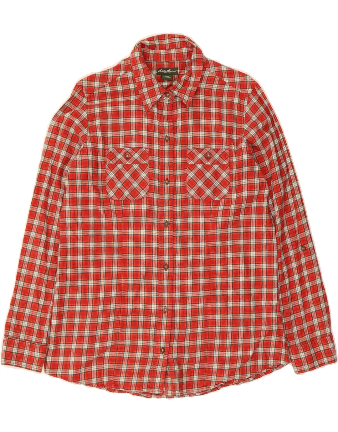 EDDIE BAUER Womens Flannel Shirt UK 16 Large Red Check Cotton Vintage Eddie Bauer and Second-Hand Eddie Bauer from Messina Hembry 