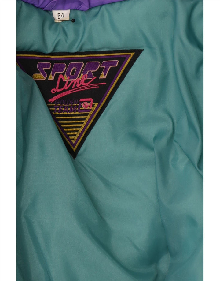 Vintage Herren-Skijacke mit Grafik, IT 54 2XL, blaues Colourblock-Polyamid