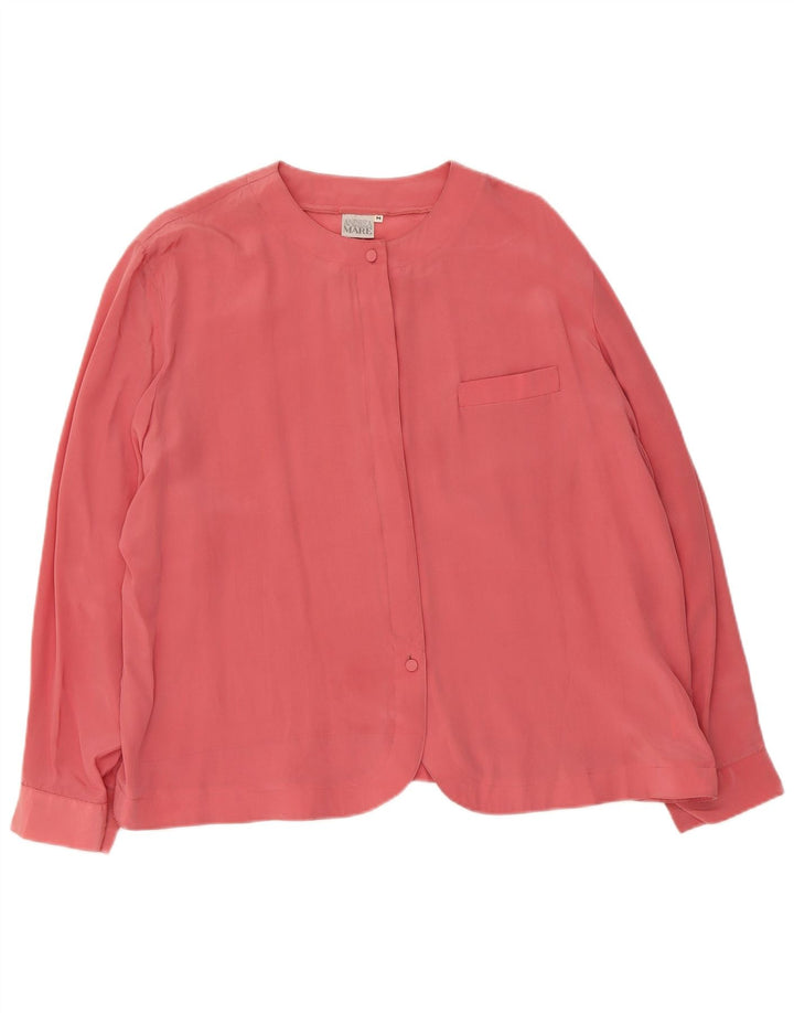 Andrea Mare – Übergroße Damen-Hemdbluse, UK 14, mittelrosa Seide