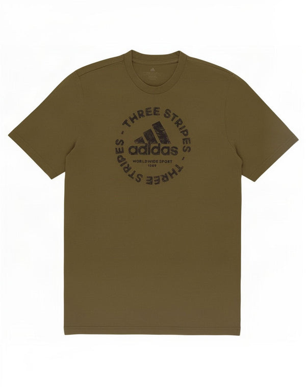 Adidas Herren Grafik T-Shirt Top Small Khaki Baumwolle