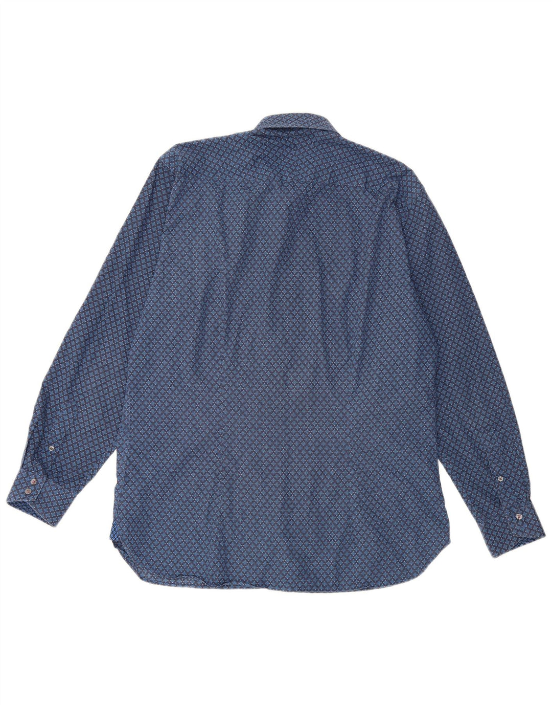 Ted Baker Herrenhemd, Größe 16 1/2, groß, blaue geometrische Baumwolle