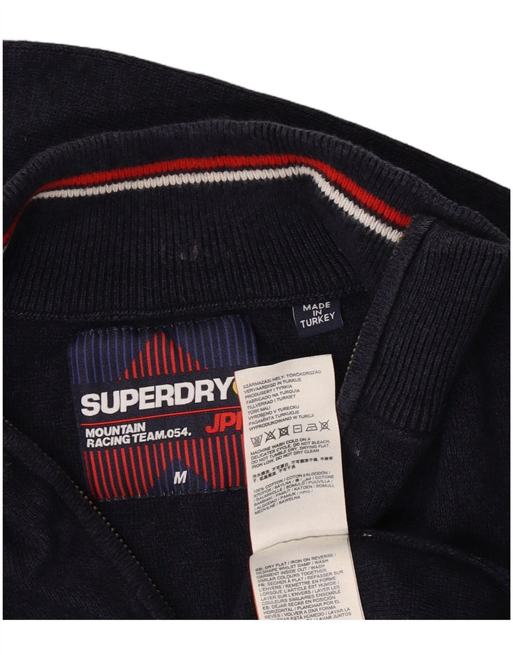 Superdry Herren-Pullover mit Reißverschluss am Hals, mittelmarineblaue Baumwolle