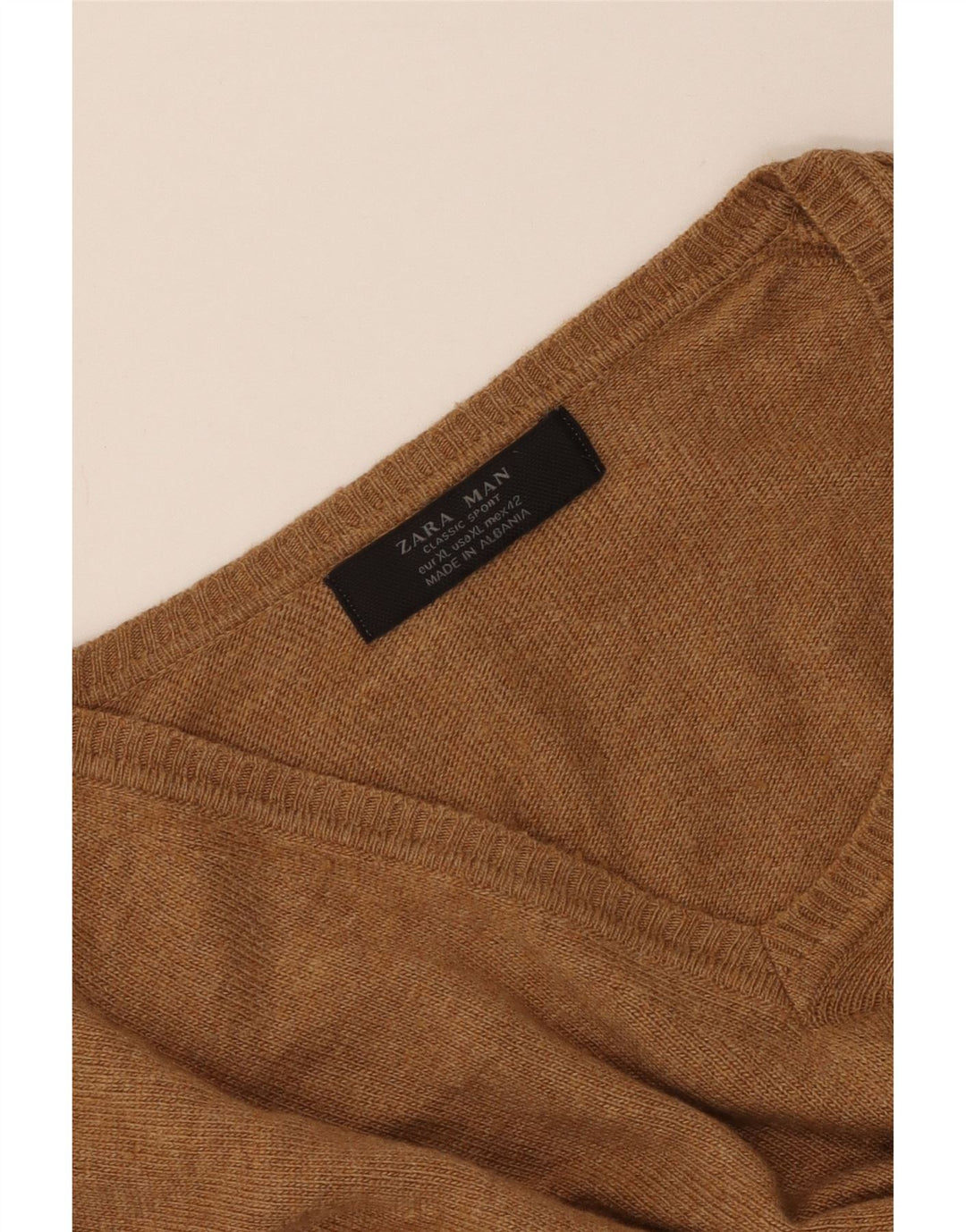 ZARA Herren V-Ausschnitt Pullover Pullover XL Braun