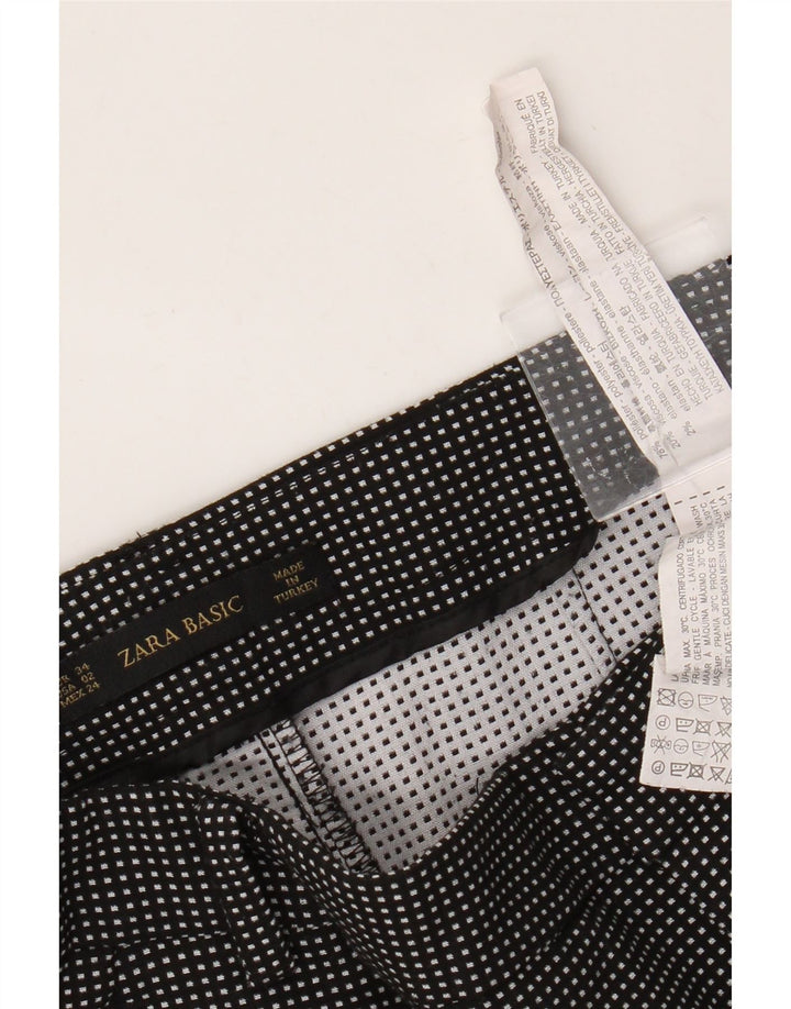 Zara Damen Basic Tapered Chino Hose EU 34 2XS W24 L27 Schwarz kariert