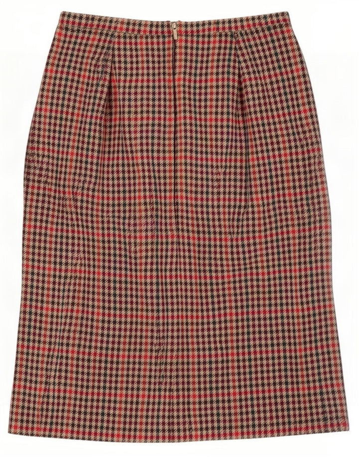 Vintage Damen Gerader Rock W32 Großer Mehrfarbiger Hahnentritt