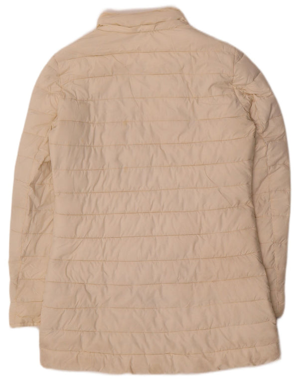 Zara Damen Wattierter Mantel UK 10 Small Off White Polyester