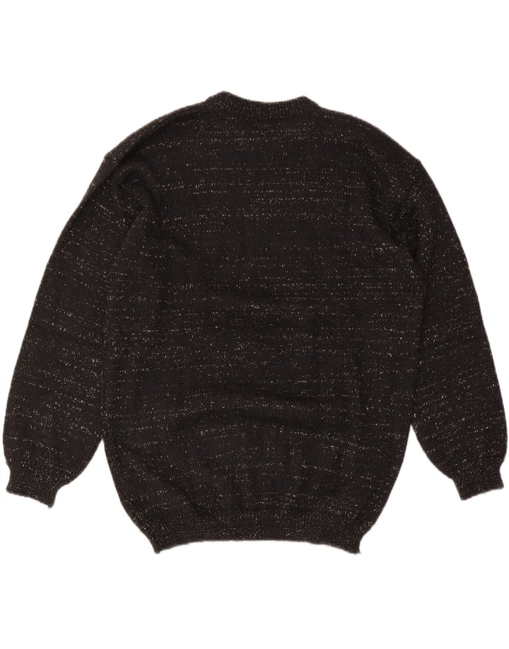 VINTAGE Damen-Pullover mit Rundhalsausschnitt, UK 14, Mittelschwarz, Argyle/Diamant