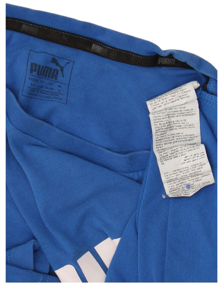 Puma Herren Graphic Graphic T-Shirt Top Small Blau Baumwolle