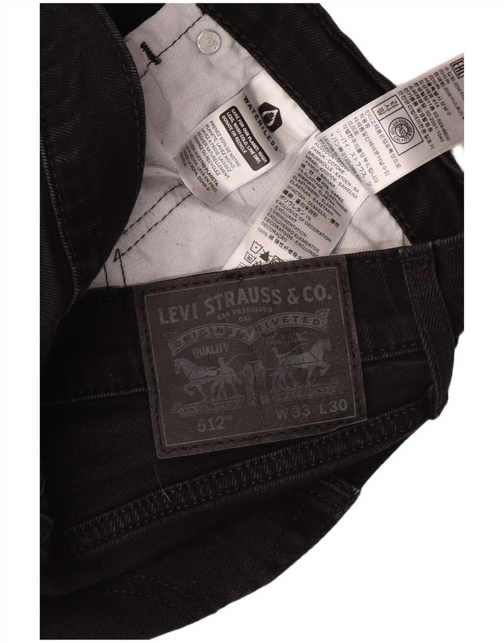 LEVI'S Herren 512 Slim Tapered Jeans W33 L27 Schwarze Baumwolle