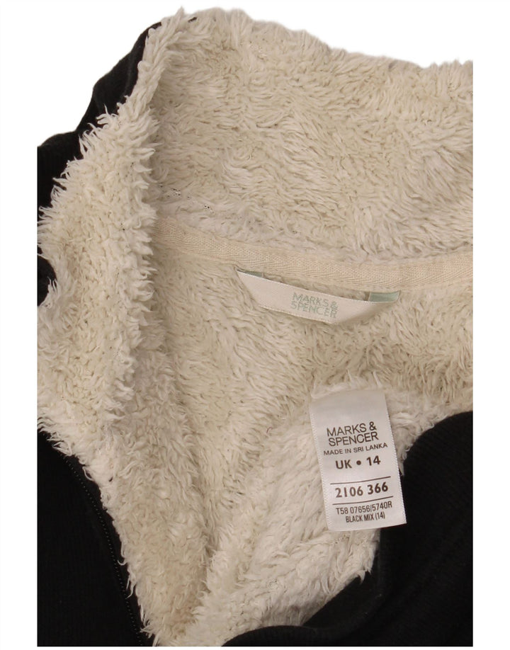 Marks & Spencer Sherpa-Trainingsanzugoberteil für Damen, Gr. 14, Schwarz