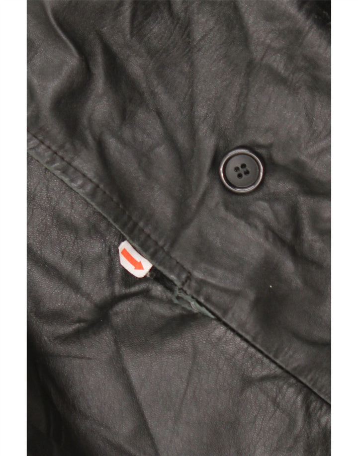 VINTAGE Damen Ledermantel IT 48 XL Schwarz