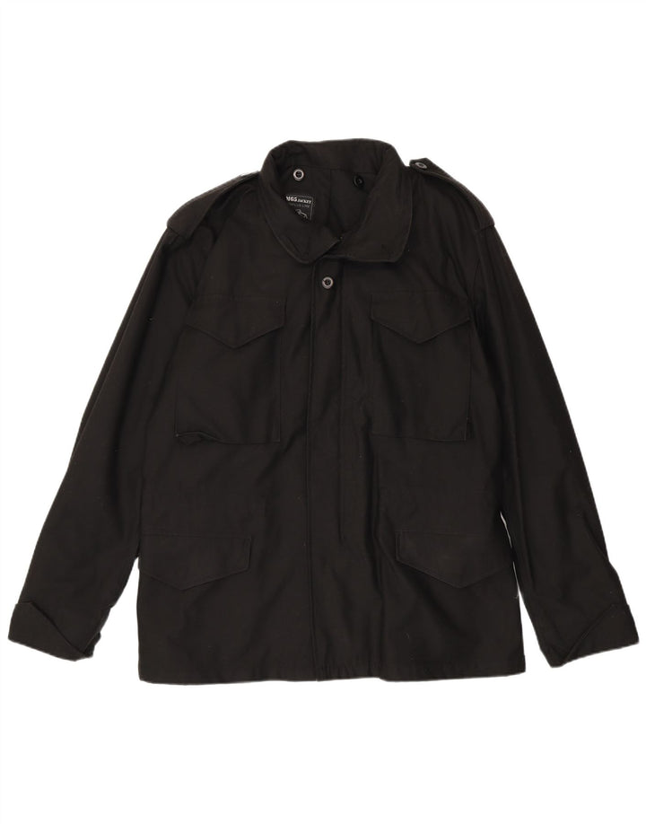 Vintage Herren-Militärjacke mit normaler Passform, UK 38, mittlere schwarze Baumwolle