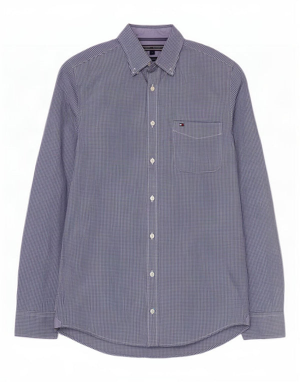 Tommy Hilfiger Herren-Hemd „New York Fit Slim“ aus Baumwolle in kleiner blauer Gingham-Optik