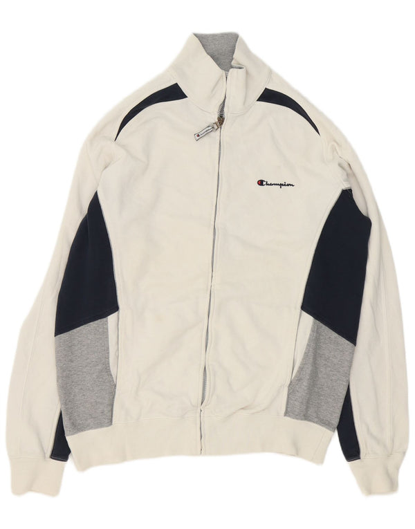 Champion Herren-Trainingsanzug-Oberteil, Jacke, XL, weiße Colourblock-Baumwolle