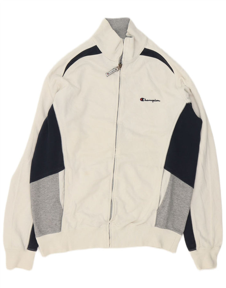 Champion Herren-Trainingsanzug-Oberteil, Jacke, XL, weiße Colourblock-Baumwolle