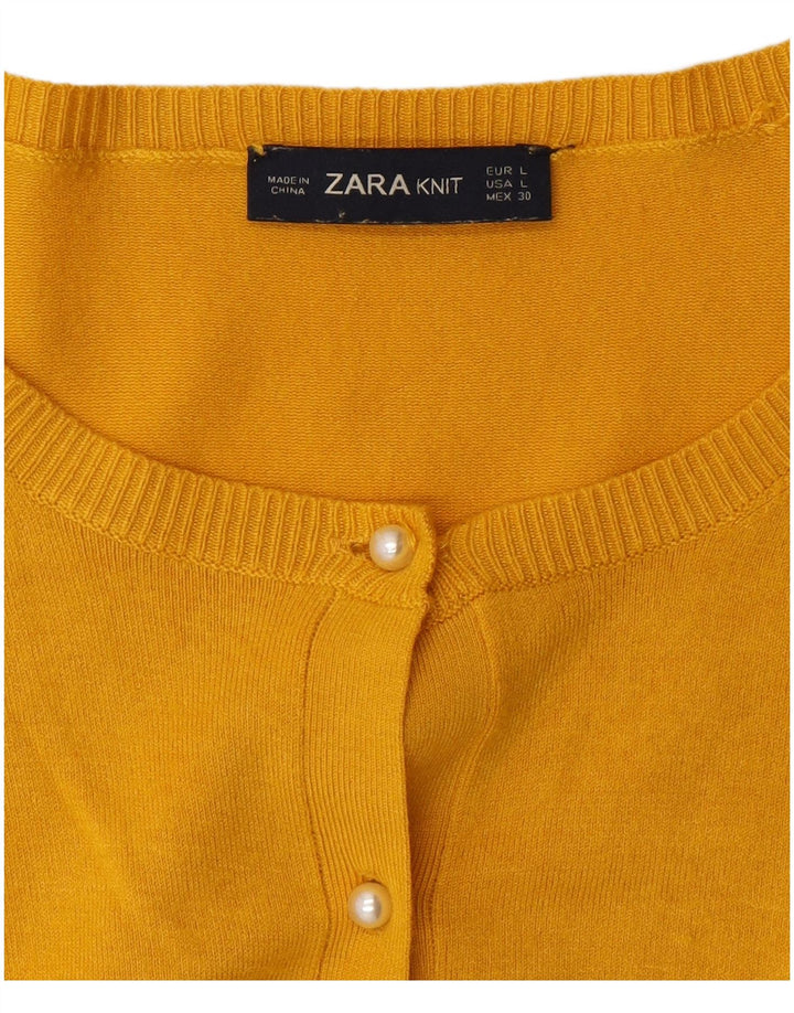 Zara Damen-Cardigan-Pullover UK 14 Large Gelb