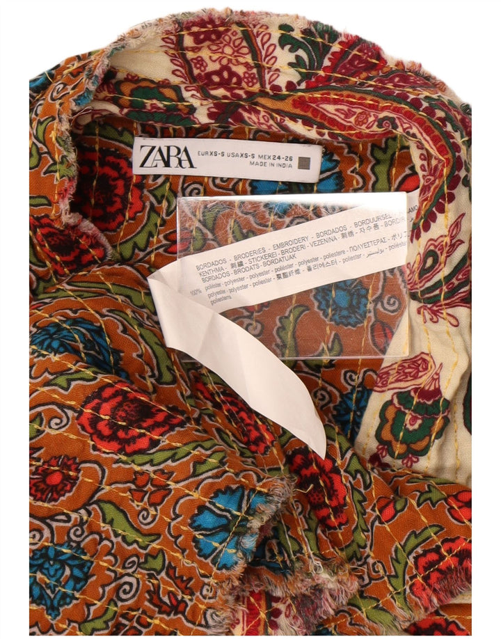 Zara Damen Übergroße Bomberjacke UK 6 XS Off White Paisley Polyester