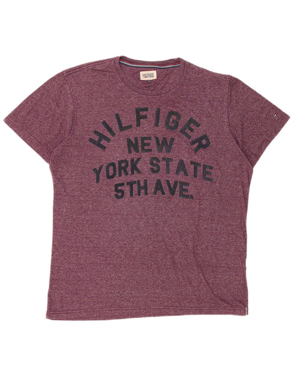 Tommy Hilfiger Herren T-Shirt mit Grafik, 2XL, Burgunderrot meliert