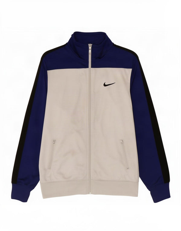 Nike Damen-Trainingsanzug-Top-Jacke, UK 18, XL, weißes Colourblock-Polyester