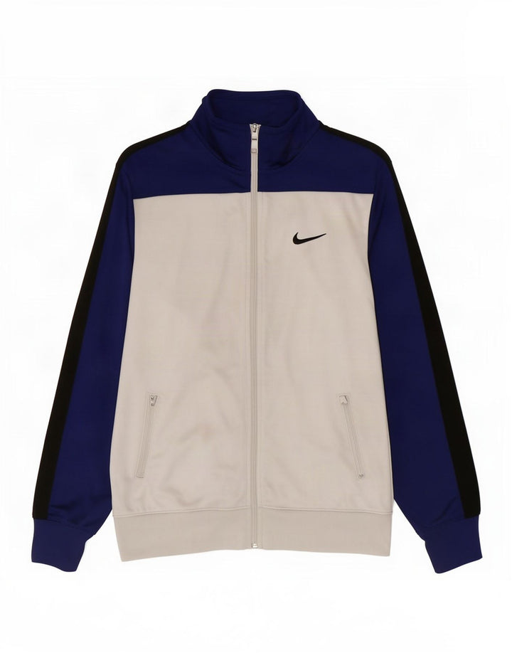 Nike Damen-Trainingsanzug-Top-Jacke, UK 18, XL, weißes Colourblock-Polyester