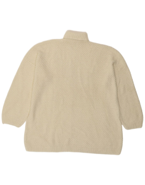 Vintage Damen Rollkragenpullover Pullover UK 20 2XL Off White