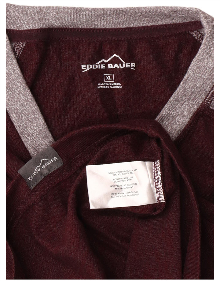 Eddie Bauer Herren-Top, langärmelig, XL, Burgunderrot, Colourblock-Baumwolle