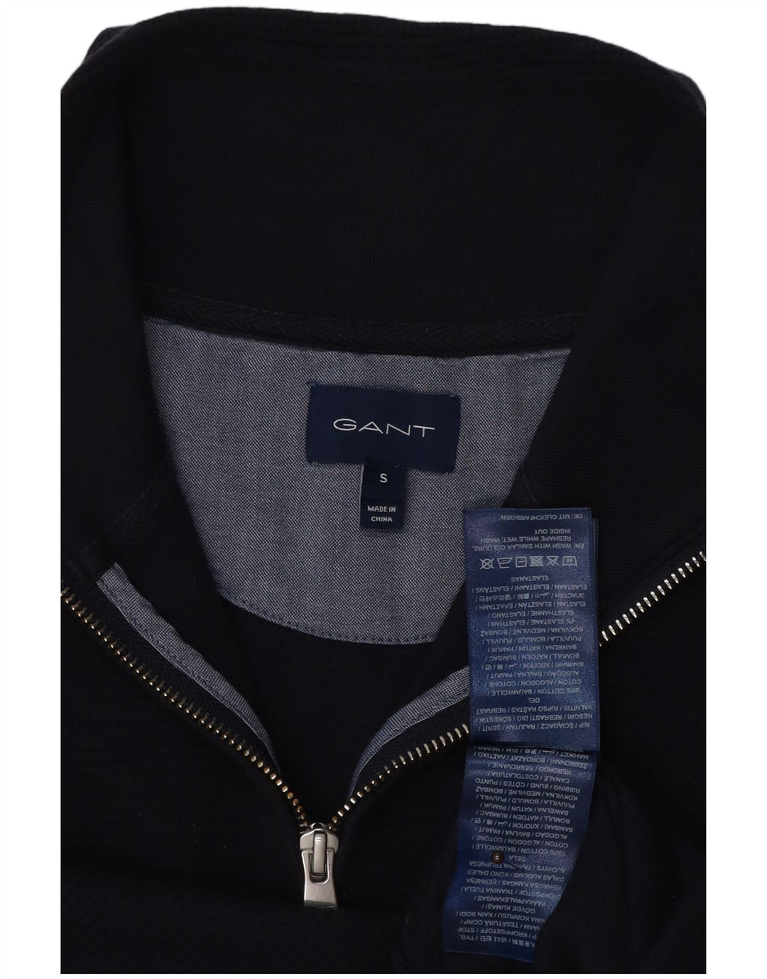 Gant Herren-Sweatshirt mit Reißverschluss am Hals, Größe S, marineblaue Baumwolle