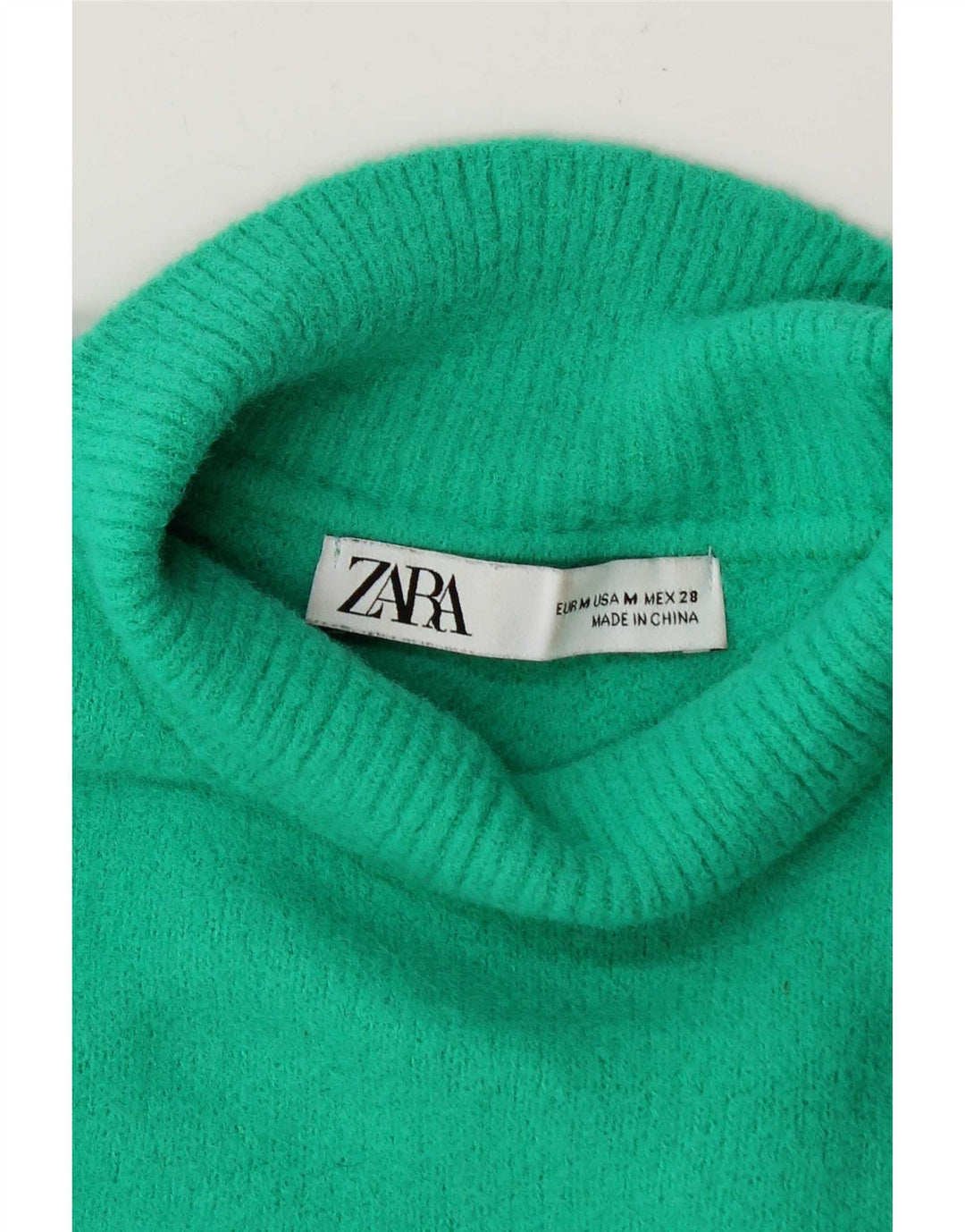 Zara Damen Crop Rollkragenpullover Pullover UK 14 Mittelgrün