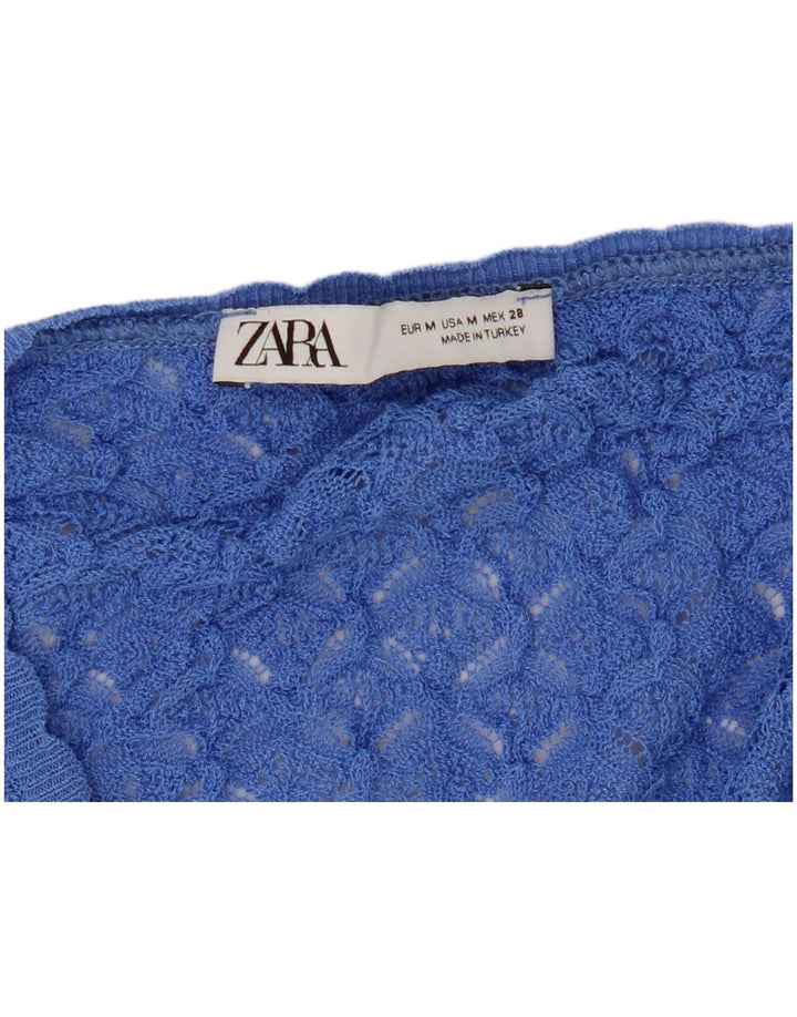 Ärmelloses Häkelblusenoberteil von Zara für Damen, UK-Größe 12, Mittelblau